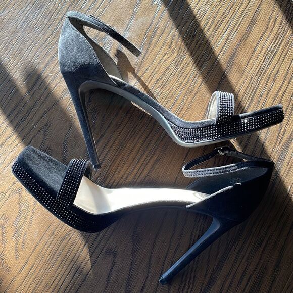 Nine West black rhinestone square toe stiletto heels, NWOT size 9.5 - Picture 2 of 9